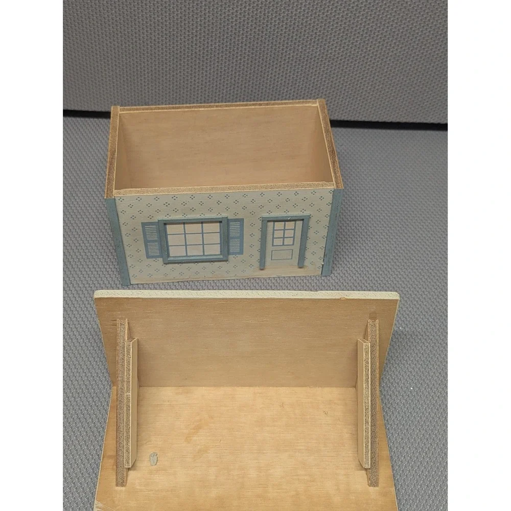 VTG Pine Creek Collection Wooden Recipe Box Cottage House Chicken Farmhouse Blue